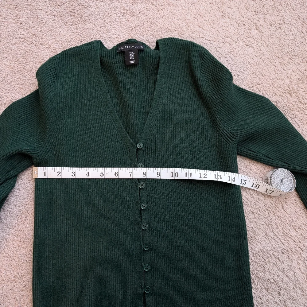 Sincerely Jules Women's Forest Green Cardigan Size M - Picture 8 of 9